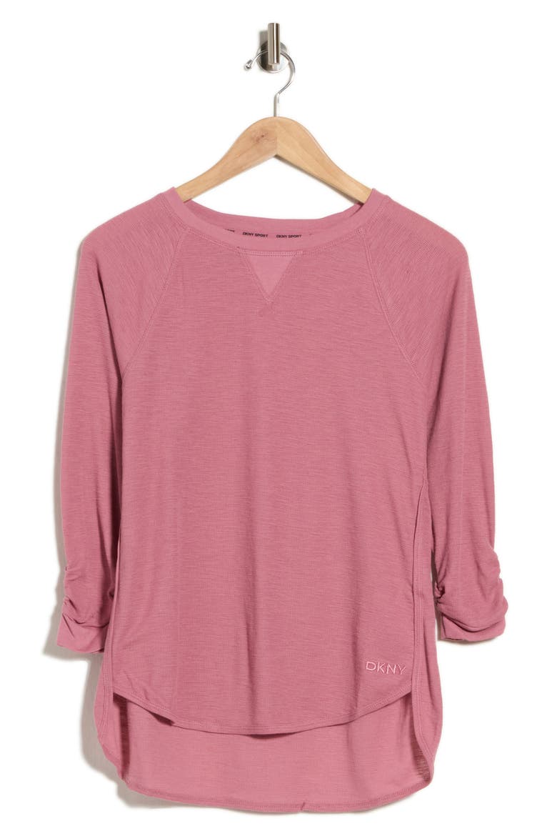 Slub Waffle High-Low T-Shirt, Alternate, color, MESA ROSE