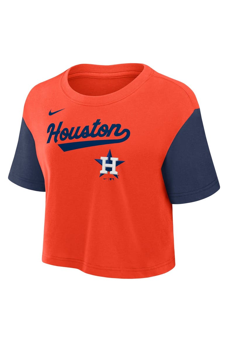 Women's Nike Orange/Navy Houston Astros Script Cropped Performance T-Shirt, Alternate, color, Orange