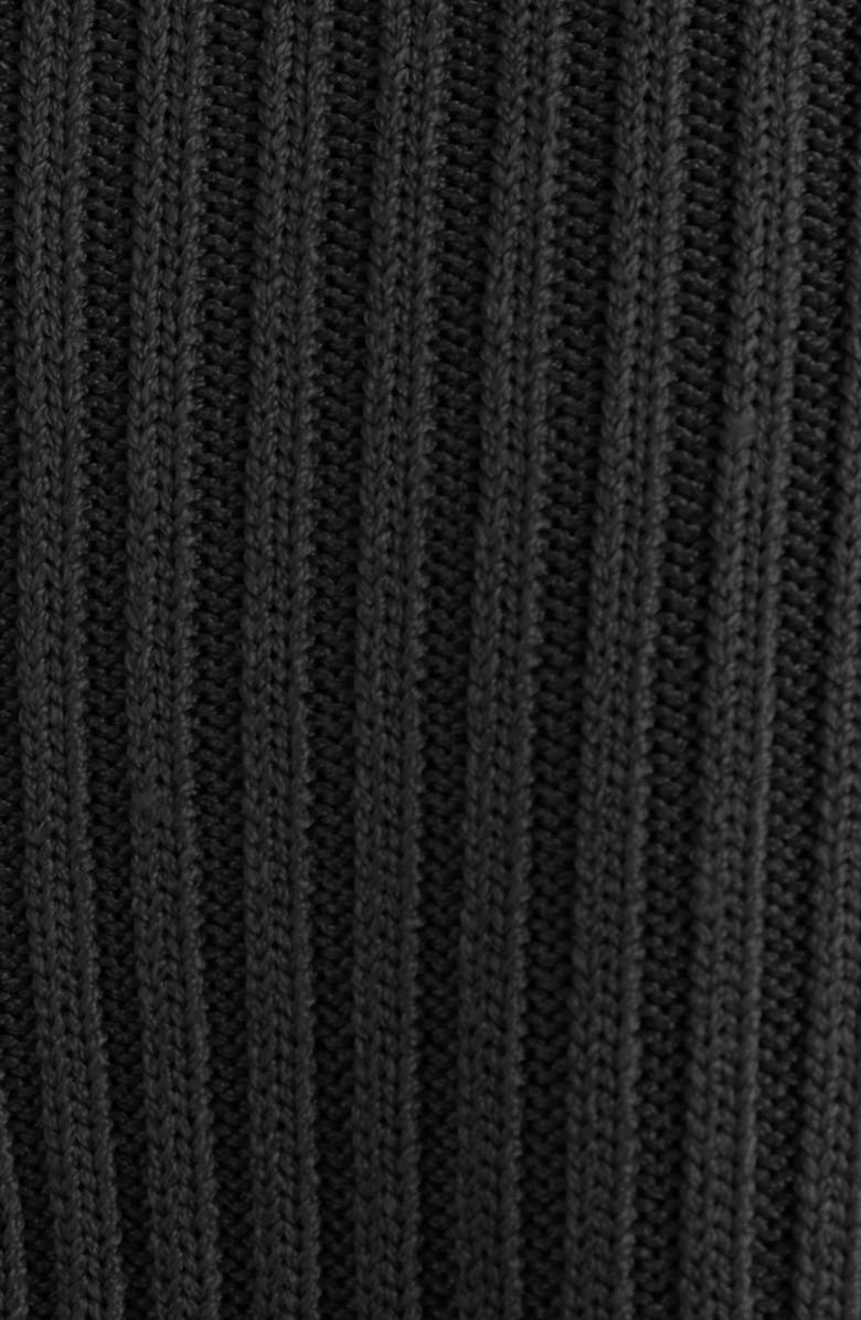 Balmain Shoulder Cutout Long Sleeve Rib Sweater Minidress, Alternate, color, 0Pa Black