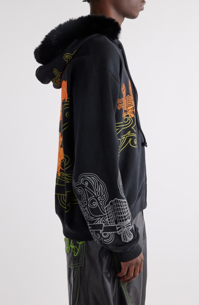 Acne Studios Floragatan 13 Appliqué Zip-Up Hoodie, Alternate, color,