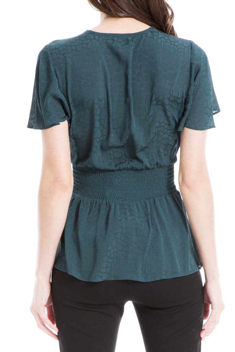 Satin Flutter Sleeve Blouse, Alternate, color, MARINE