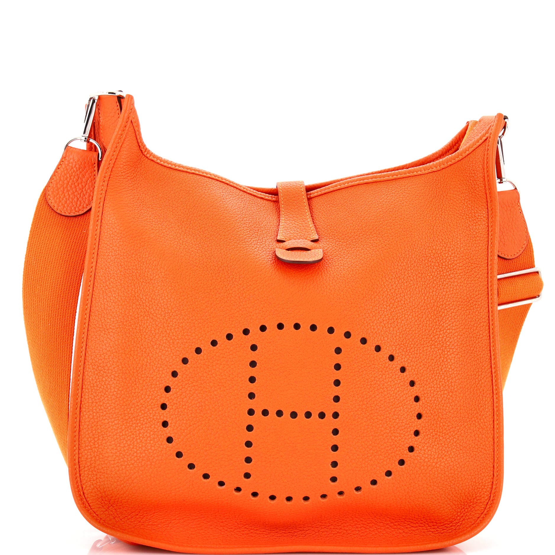 Pre-Owned Hermes Evelyne Bag Gen III Clemence GM, Main, color, Feu