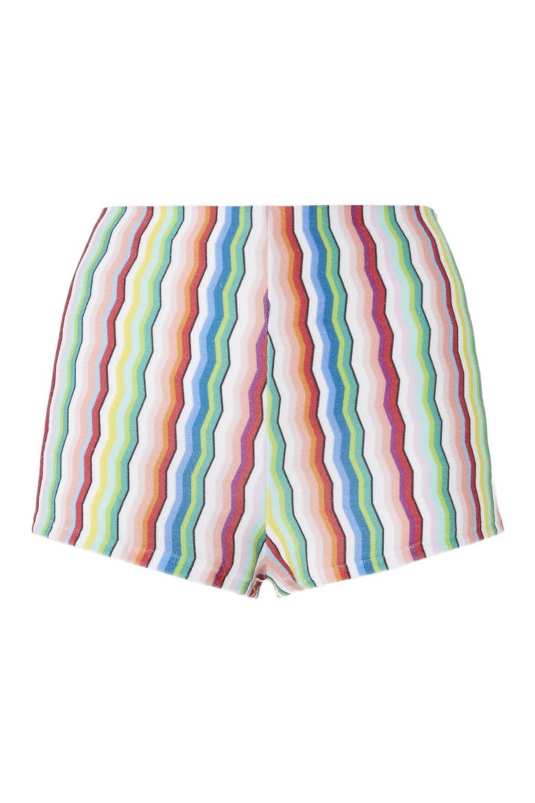 Terry Cloth Hot Pants With Zigzag Print, Alternate, color, Multicoloured