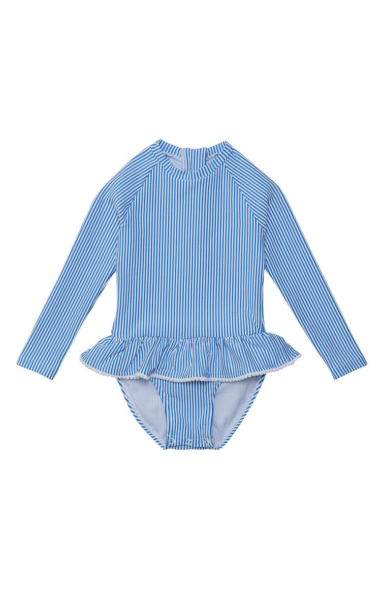 Snapper Rock Parisian Summer Long Sleeve Skirted One-Piece Swimsuit, Main, color, 