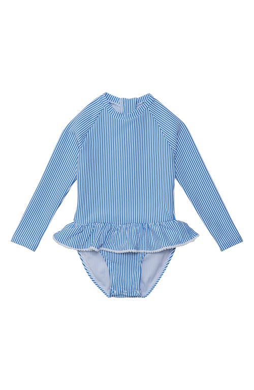 Snapper Rock Parisian Summer Long Sleeve Skirted One-piece Swimsuit In Blue