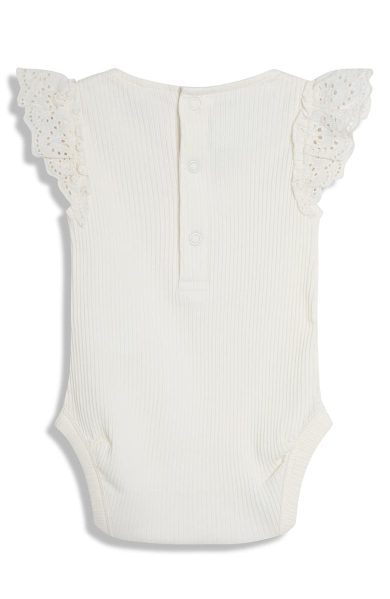JOJO MAMAN BEBE Broderie Anglaise Frill Sleeve Bodysuit, Alternate, color, Cream