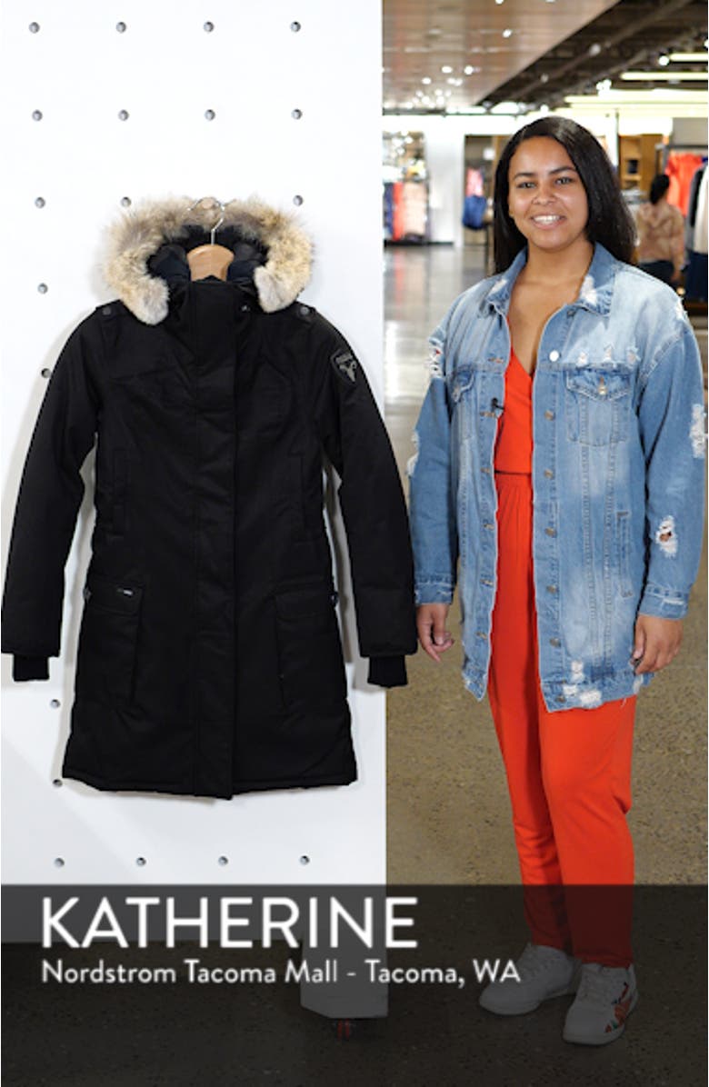 Abby Hooded Down Parka with Genuine Coyote Fur Trim, sales video thumbnail