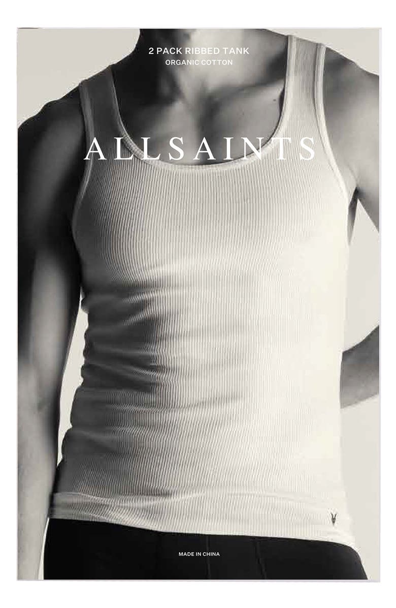 AllSaints 2-Pack Organic Cotton Rib Tanks, Alternate, color, Black