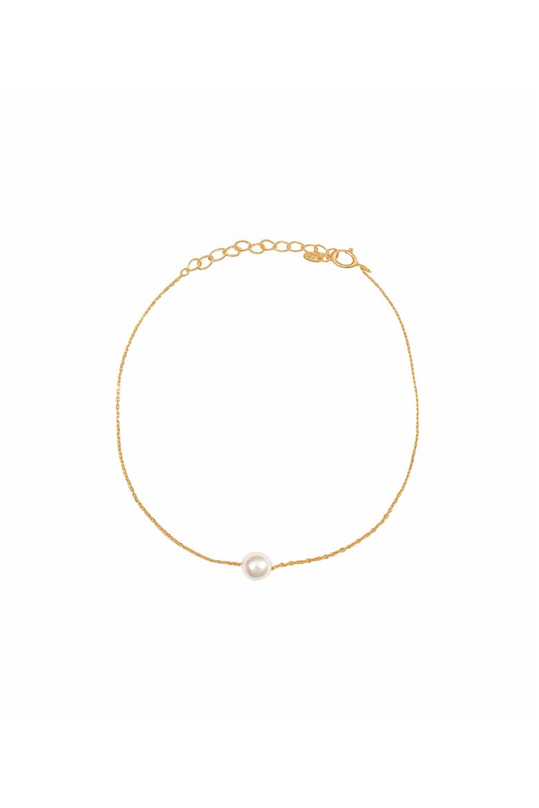 Sterling Silver 18k Gold Plated Abby Single Pearl Bracelet Minimalist, Alternate, color, Gold