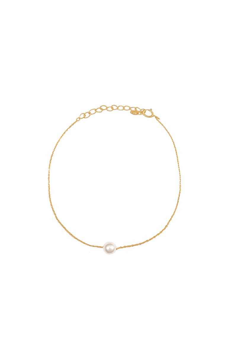 Bearfruit Jewelry Sterling Silver 18k Gold Plated Abby Single Pearl Bracelet Minimalist, Alternate, color, Gold