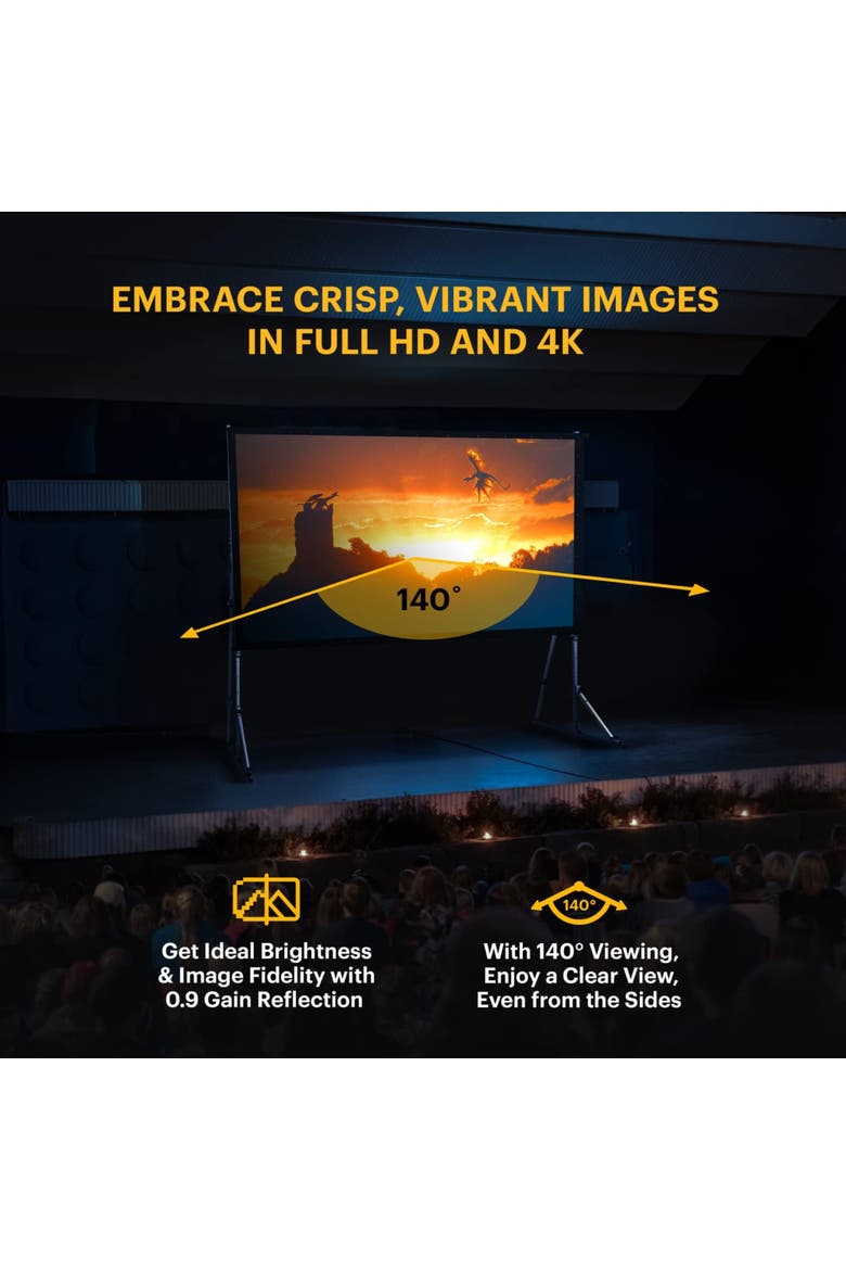 Projector Screen with Stand, Dual Front/Rear, Fast Fold, Tripod, Carry Case, Alternate, color, Black