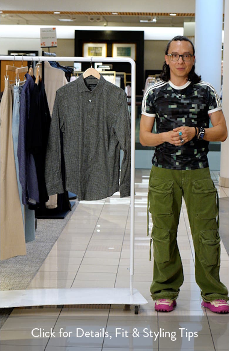 Axel Shaped Fit Mosaic Print Stretch Cotton Button-Up Shirt, sales video thumbnail