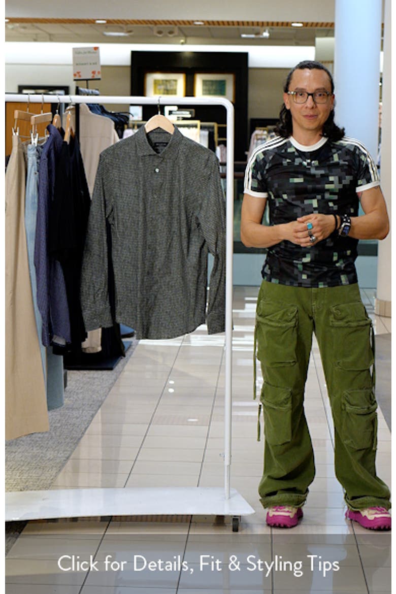 Axel Shaped Fit Mosaic Print Stretch Cotton Button-Up Shirt video