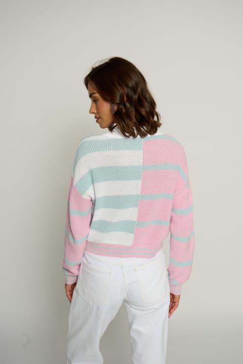 Central Park West Color Block Cropped Stripe Polo