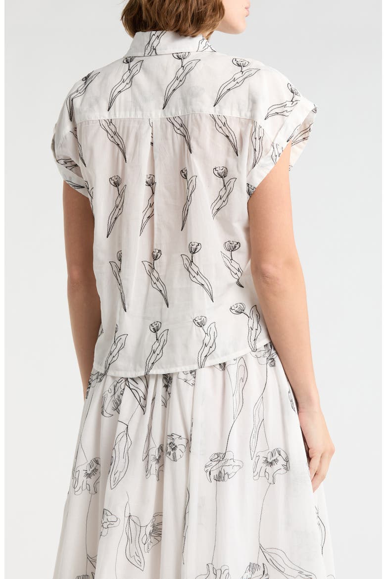Tulip Embroidered Top, Alternate, color, BLACK EMBROIDERY/ WHITE GROUND