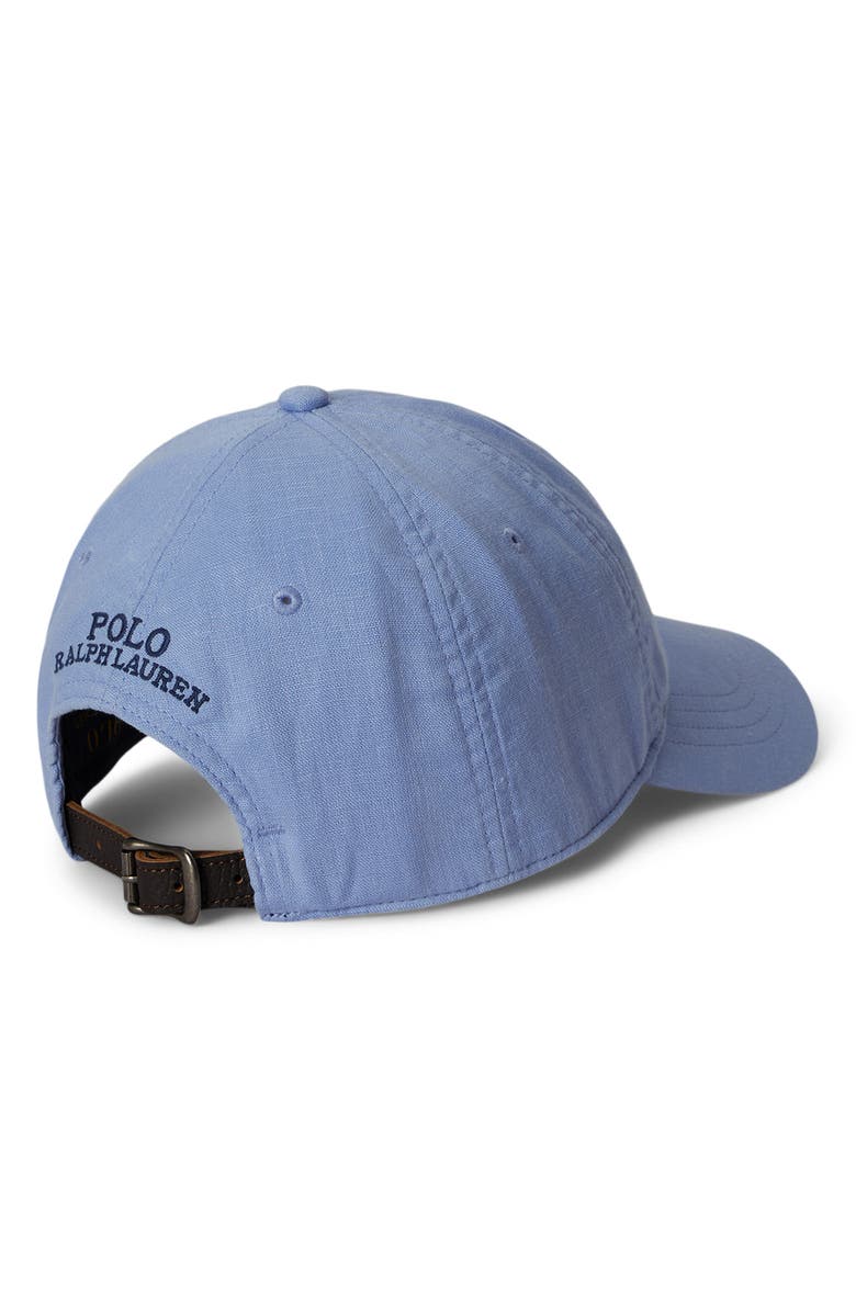 Polo Ralph Lauren Embroidered Bear Logo Linen Adjustable Baseball Cap, Alternate, color, Austin Blue