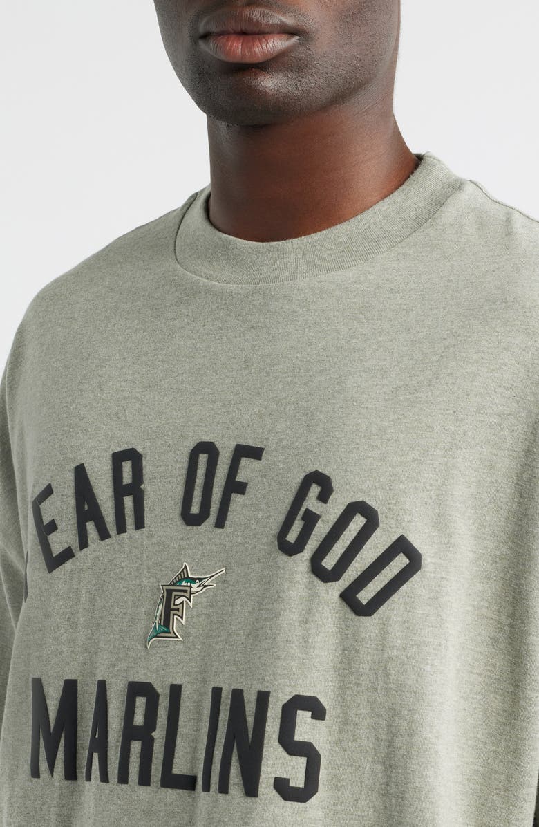 Fear of God Essentials x MLB Marlins 90s Fit Graphic T-Shirt, Alternate, color, Warm Heather