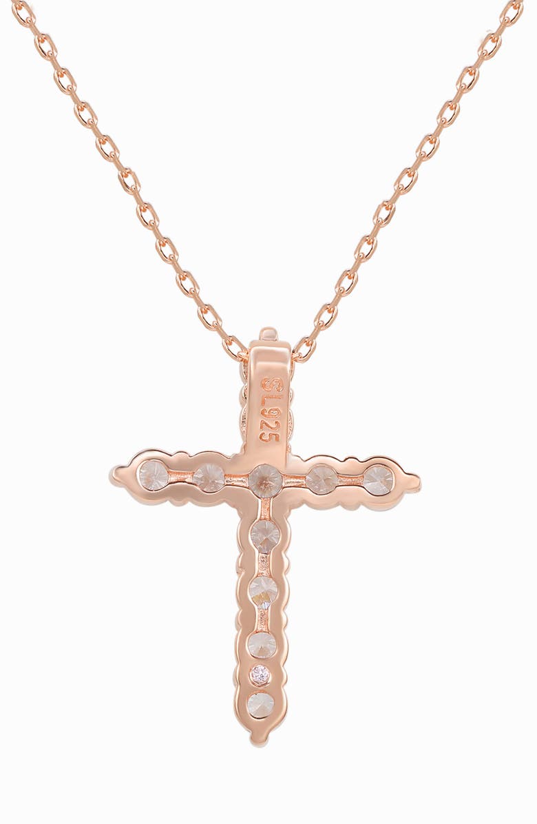 SUZY LEVIAN Rose Gold Plated Sterling Silver Cubic Zirconia Cross Pendant Necklace, Alternate, color, Rose