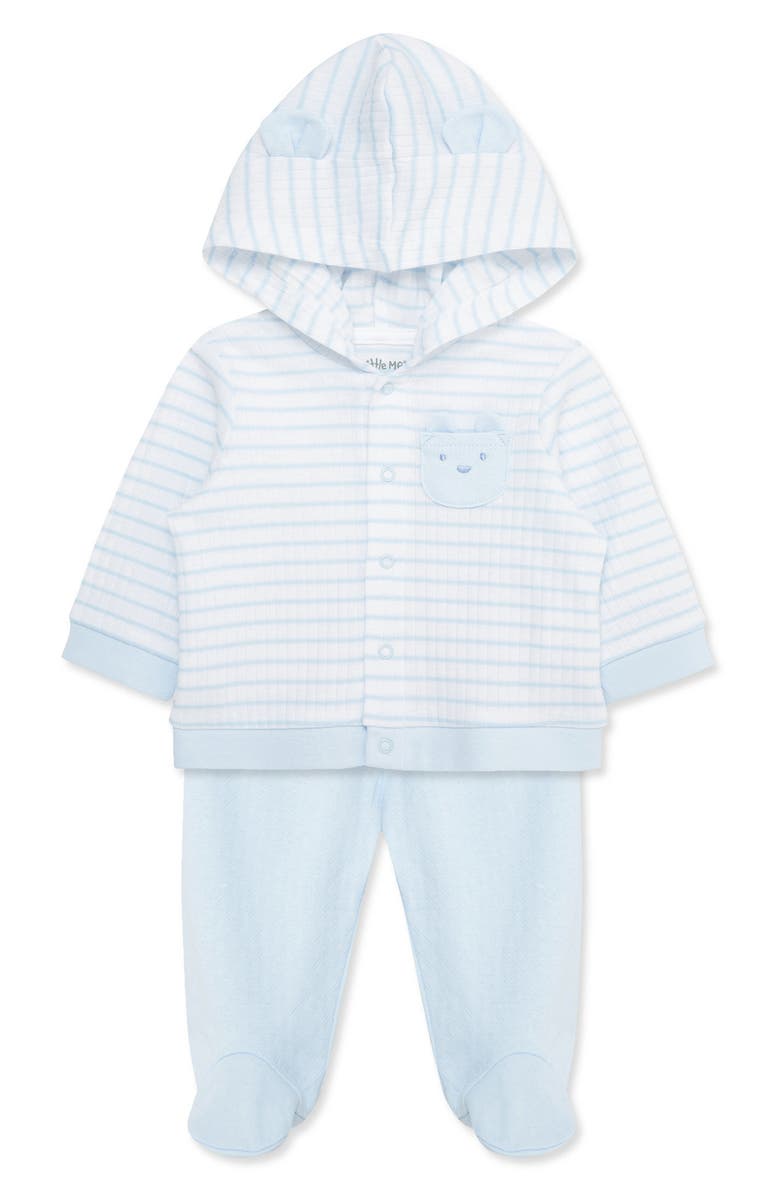 Little Me Playful Organic Cotton Cardigan & Pants Set, Alternate, color, Blue