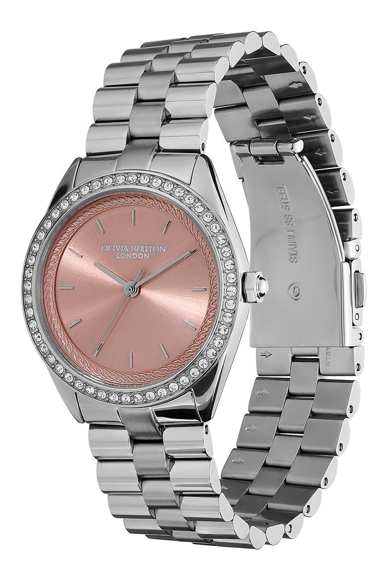 Bejewelled Bracelet Watch, 34mm, Alternate, color, SILVER/ ROSE