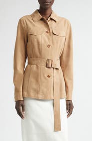 Lafayette 148 New York Belted Nubuck Leather Jacket