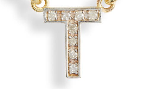 Meshmerise Diamond Initial Charm Paper Clip Chain Necklace In Gold