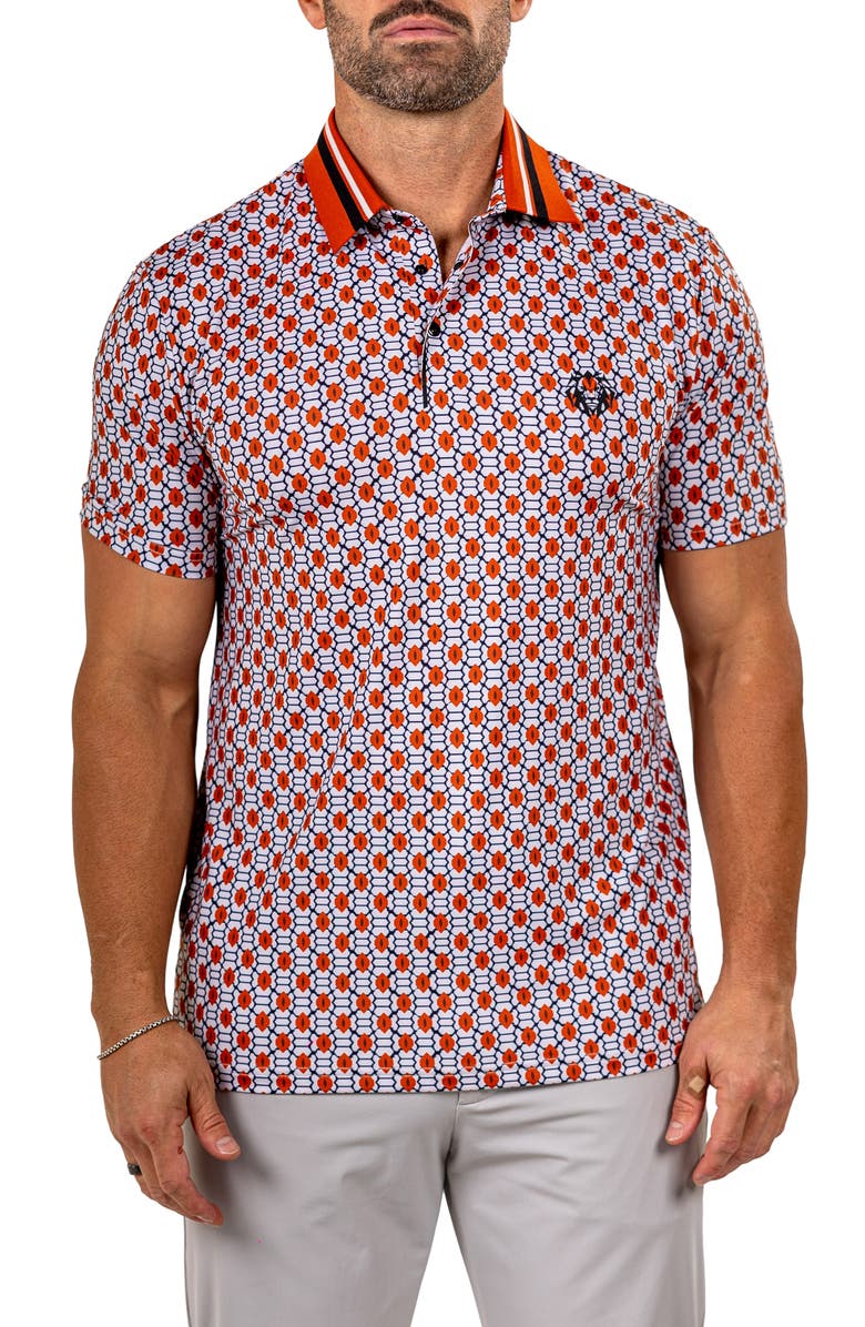Maceoo Marthyr0027 Red Geo Print Golf Polo, Main, color, 