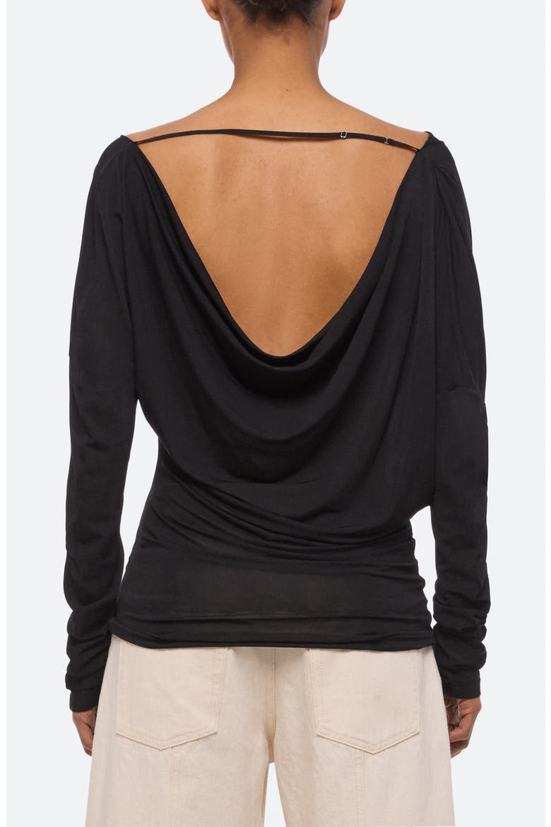 Long Sleeve Cowl Back Top, Alternate, color, BLACK