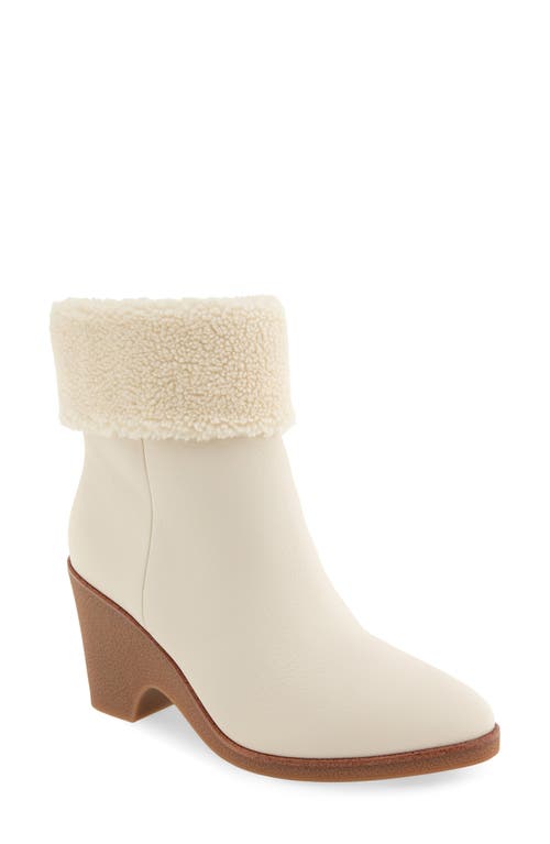 Aerosoles Mina Faux Shearling Bootie in Eggnog Pebbled Nubuck 