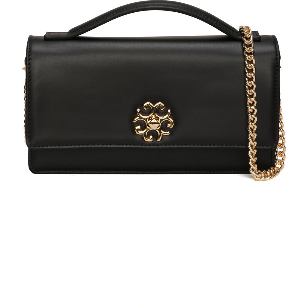 Gorski Top Handle Purse With Crossbody Chain In Black
