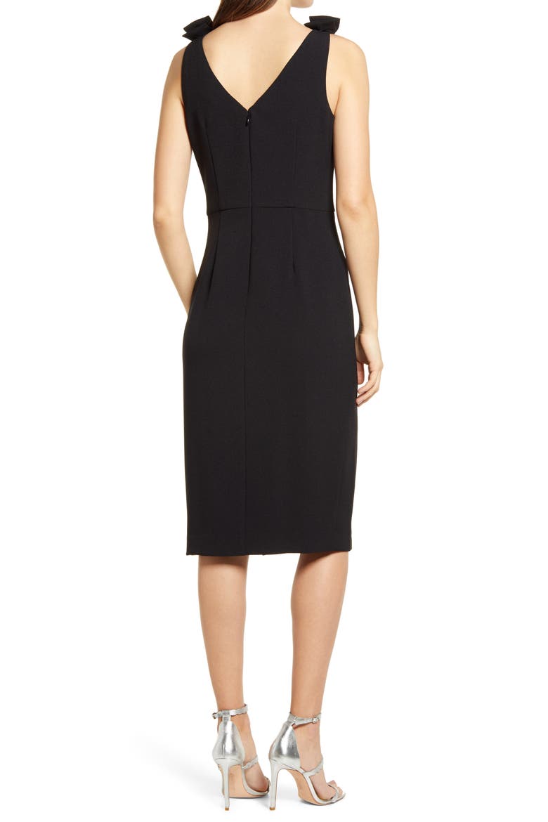 Bow Detail Sleeveless Sheath Dress, Alternate, color, BLACK