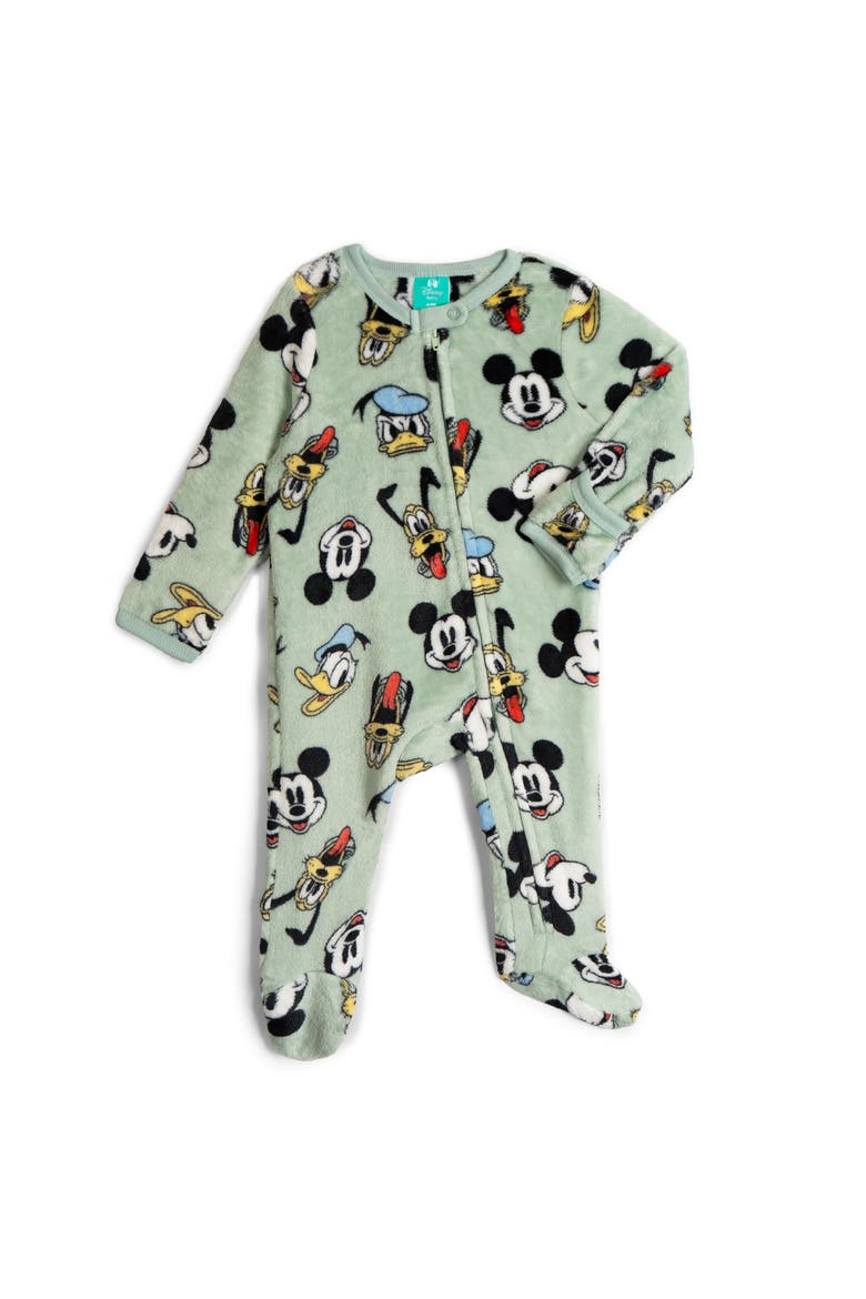 Mickey Mouse Fleece Footed Sleep N' Play, Main, color, Sage Mickey Friends