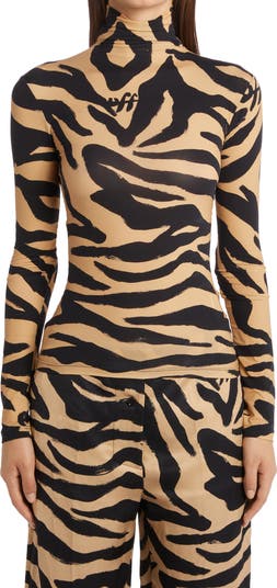 Off-White Zebra Print Logo Turtleneck Top | Nordstrom Off-White Zebra Print Logo Turtleneck Top | Nordstrom