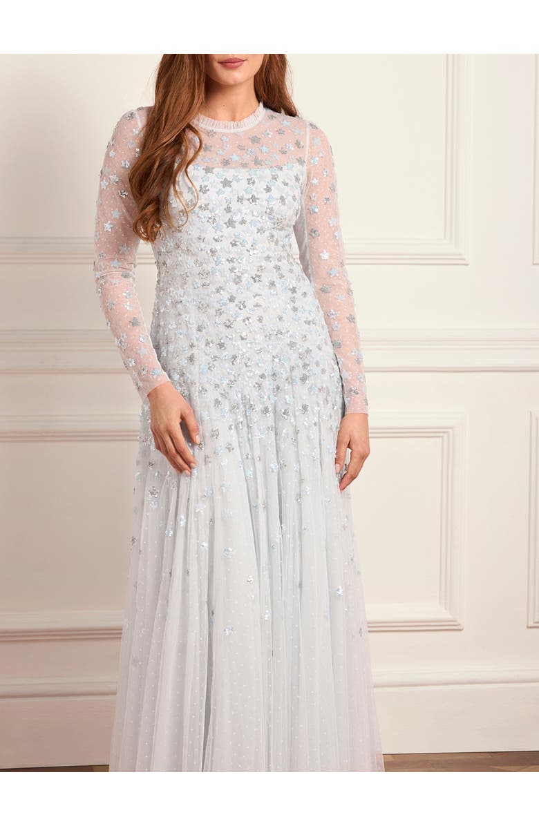 Needle & Thread Starry Nights Round Neck Gown, Alternate, color, Ice Blue