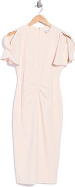 Calvin Klein Split Ruched Sleeve Midi Dress