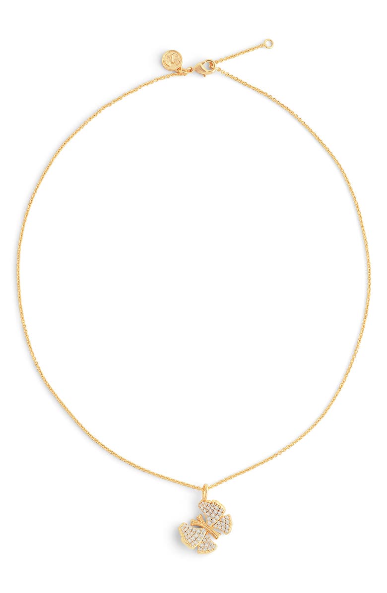 Anabel Aram Jewelry Pavè Butterfly Pendant Necklace, Alternate, color, 18K Gold White Cz Stone