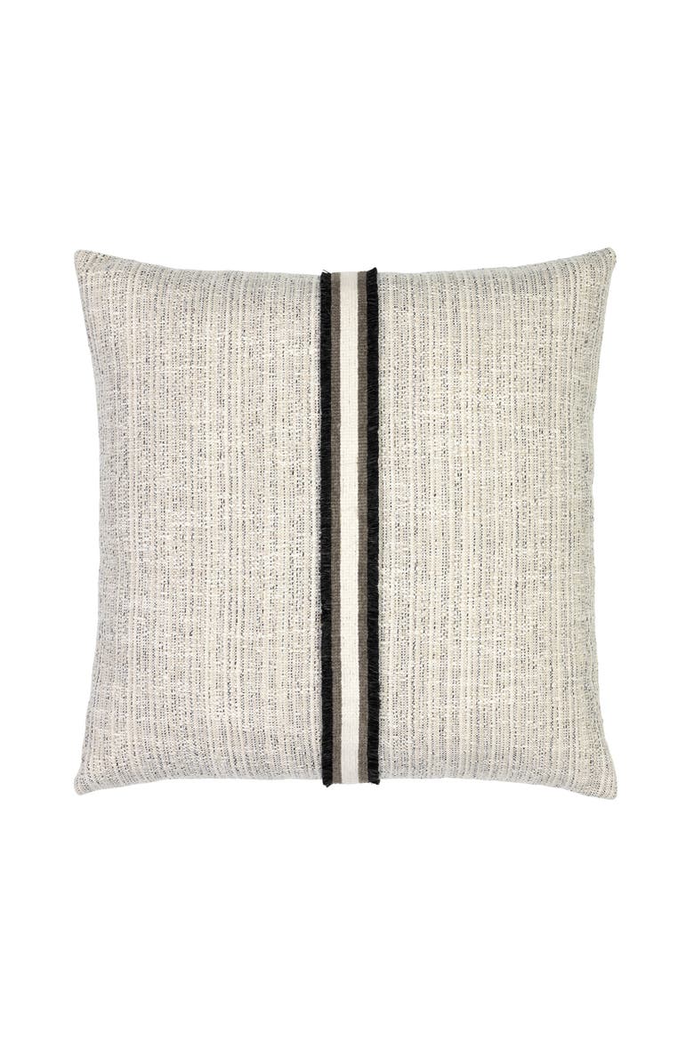 Entity Linen with Chenille Band Applique Indoor & Outdoor Woven Accent Pillow, Main, color, Linen