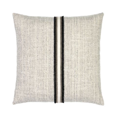 Entity Linen with Chenille Band Applique Indoor & Outdoor Woven Accent Pillow