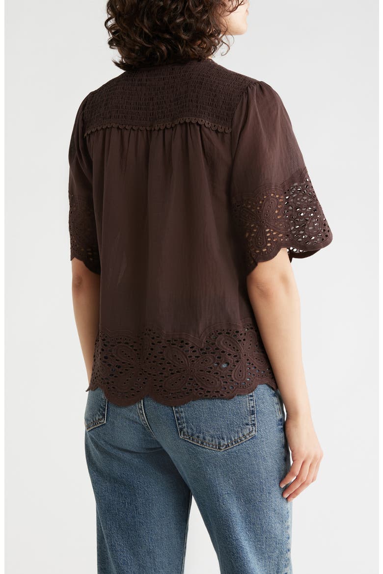 Embroidered Cotton Top, Alternate, color, COCOA BEAN