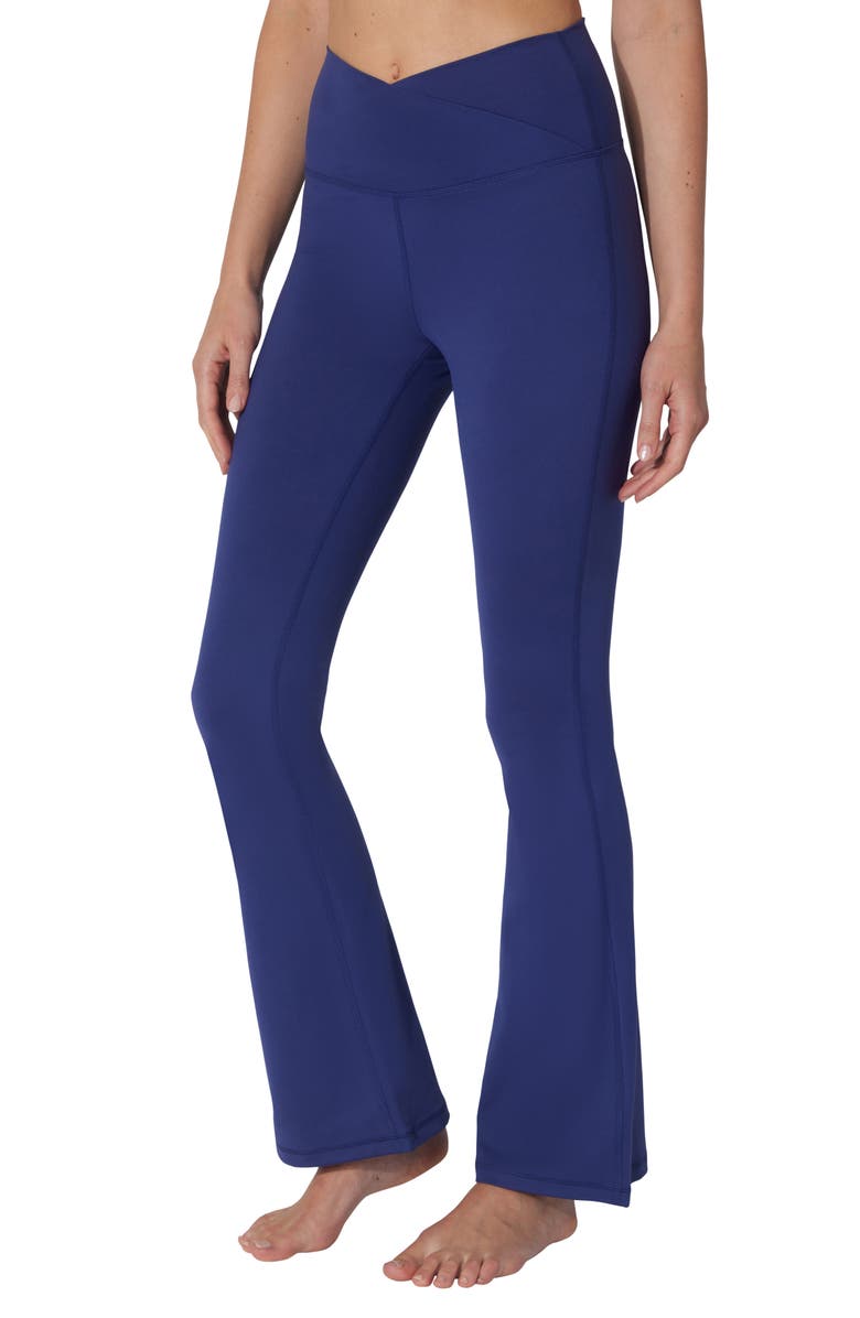 YOGALICIOUS Crossover Flared Leggings, Main, color, Blue Ribbon