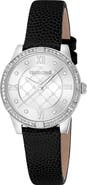 Roberto Cavalli Crystal Leather Strap Watch, 30mm