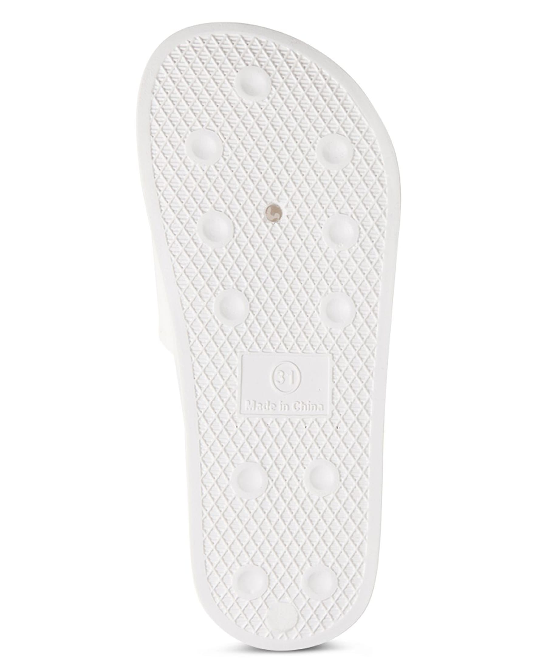 Kids 3D-Heart-Design Slip-On Slide Sandal, Alternate, color, White-Red