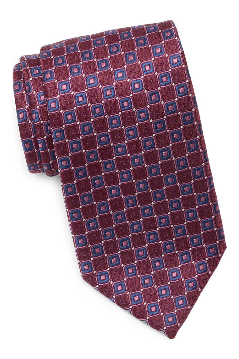 Lester Geo Print Tie, Main, color, WINE
