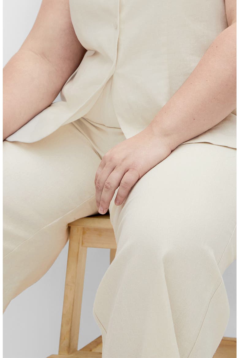 Viven Linen Blend Wide Leg Pants, Alternate, color, CREAM