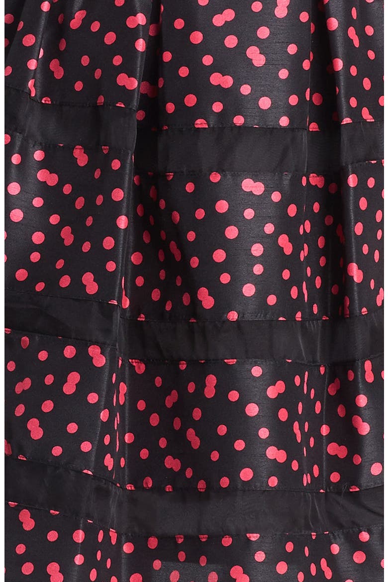 Belted Taffeta Fit & Flare Dress, Alternate, color, BLACK/ FUCHSIA