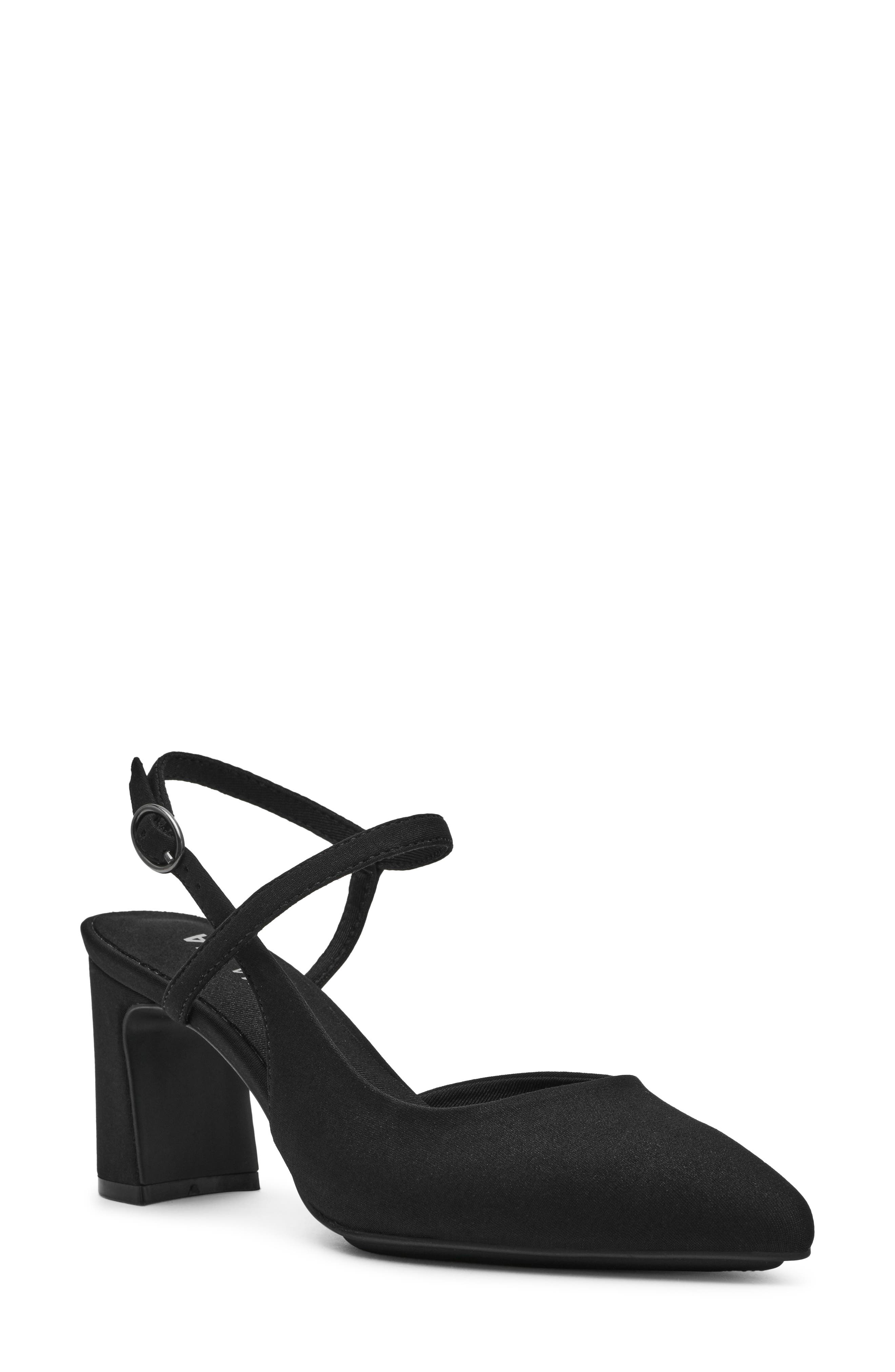 Anne Klein Bueles Ankle Strap Pump, Main, color, Black Stretch