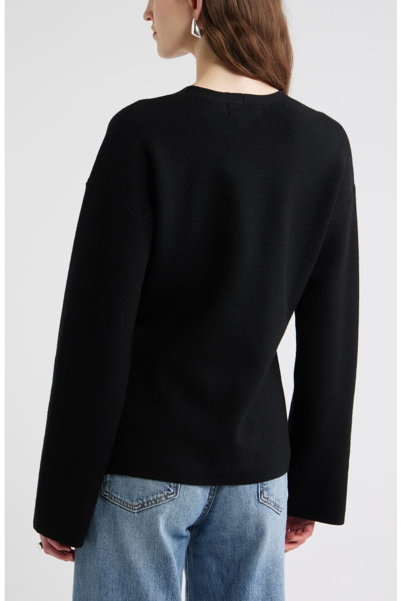 Double Breasted Merino Wool Blend Cardigan, Alternate, color, BLACK