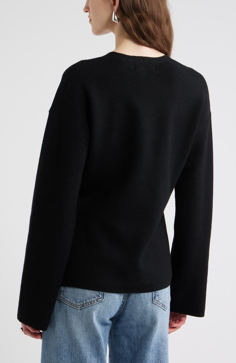 Nordstrom Double Breasted Merino Wool Blend Cardigan, Alternate, color, Black