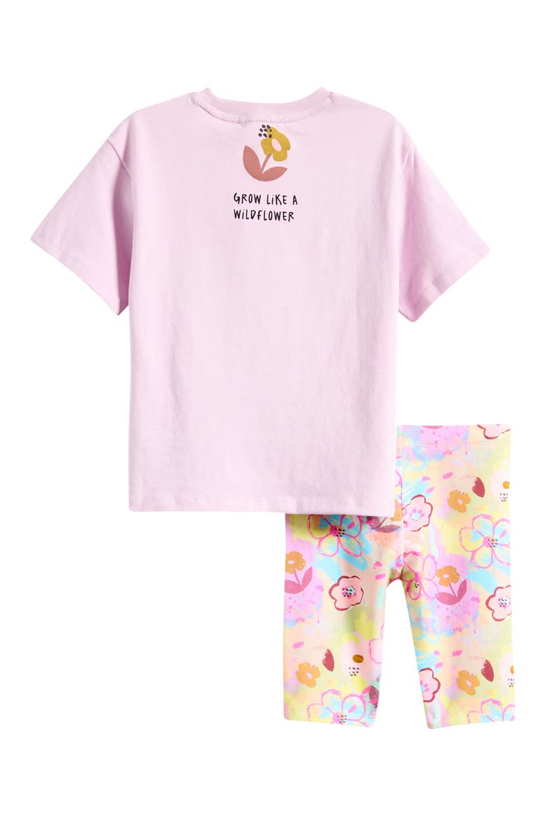 Floral Graphic T-Shirt & Floral Bike Shorts Set, Alternate, color, PURPLE