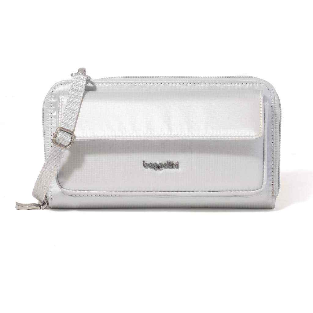Baggallini Rfid Phone Wallet Crossbody Bag In Silver